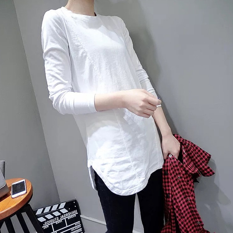Medium-long version of the undershirt design sensation 2022 New spring and autumn winter with long sleeves T-shirt female white blouses