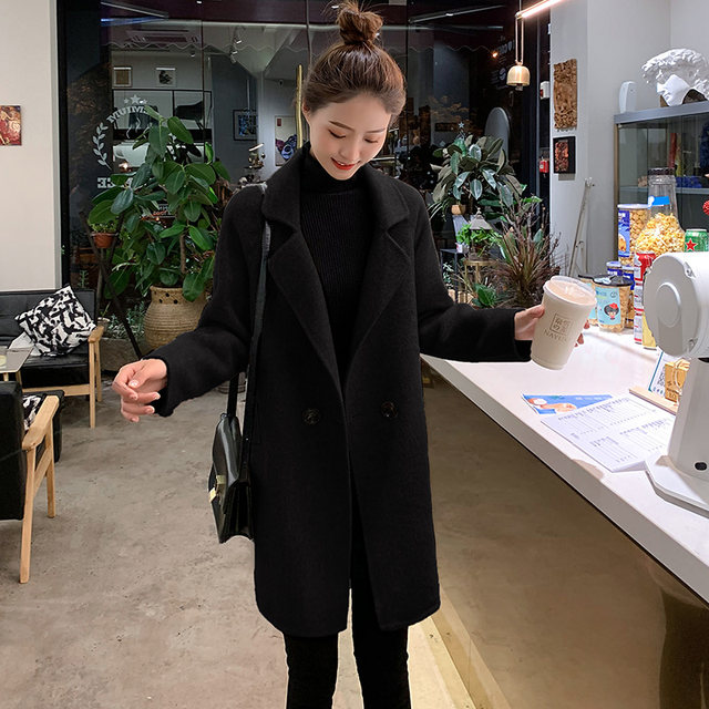 Anti-season clearance 2023 new coffee color woolen coat women's mid-length Korean version small spring and autumn woolen coat