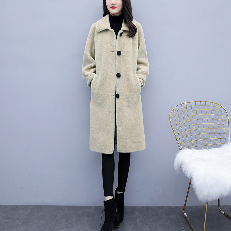 Anti-season clearance lamb fur wool one-piece coat women's 2020 winter Korean version of the long version of loose sheep shearing coat