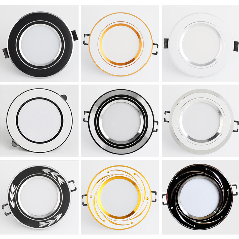 LED three-color variable light downlight living room aisle embedded hole light corridor ceiling hole light hole 6 5-7 5-8 5