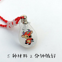 Fetal souvenir diy homemade necklace cow newborn baby hair pendant male and female neutral transparent zodiac rat