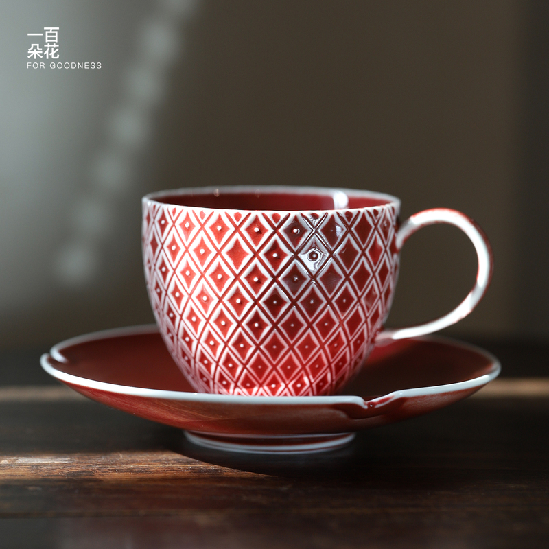 Hu Ke's Buyer's Store One Hundred Flowers Creeping Series Light Relief Pineapple Cup Jingdezhen High-Temperature Porcelain Coffee Cup