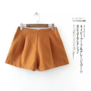 J10 mùa thu mới của phụ nữ Hàn Quốc eo cao một từ quần short cơ bản mặc quần âu quần ống rộng chân hoang dã nữ 18