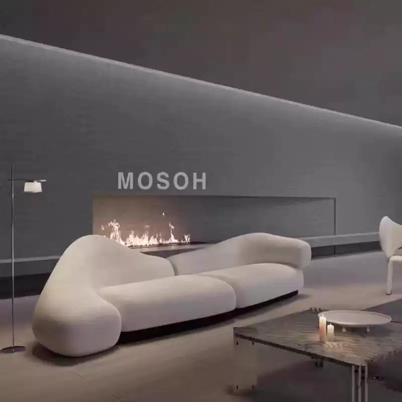 简约现代异形客厅沙发意式Baxtier设计师高端羊羔绒布艺直排沙发