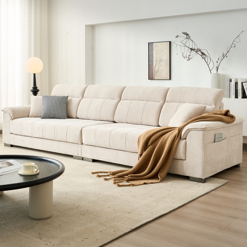 Cream-Style High-End Cotton and Linen Fabric Sofa, Removable and Washable, Suitable for Small Living Rooms, Modern and Simple, Straight-Row Design, 2026 New Model