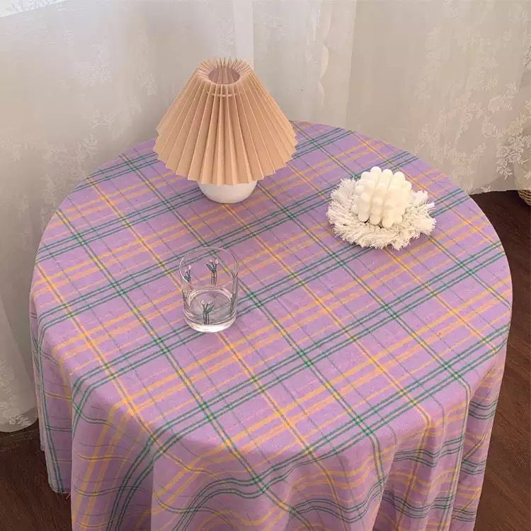 King Fafa Korea ins the same dream Purple Plaid Table Cloth Picnic Cloth Swing Pat Background Cloth Coffee Shop Soft Dress-Taobao