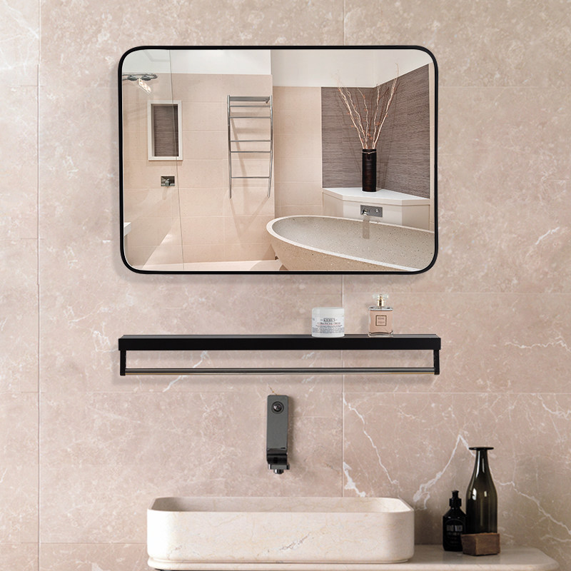 Bathroom mirror with shelf toilet free punch toilet wall hanging makeup washstand toilet self-adhesive wall
