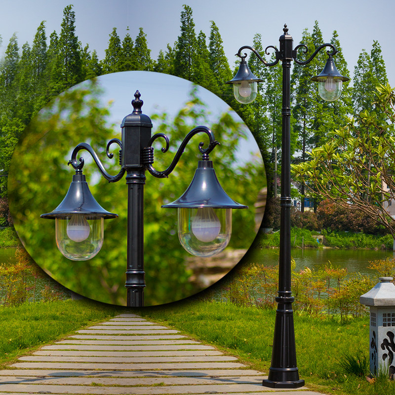 European style high pole horn garden lamp community road lamp villa lawn garden waterproof landscape lamp acrylic lampshade