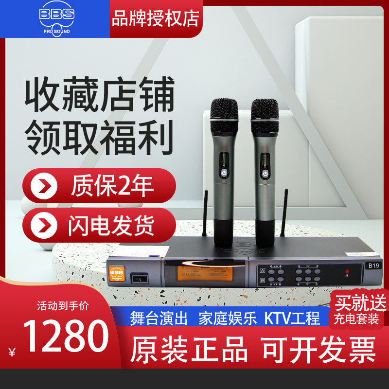 BBS B-18 B-19 wireless microphone one for two home KTV entertainment singing stage performance U-segment microphone