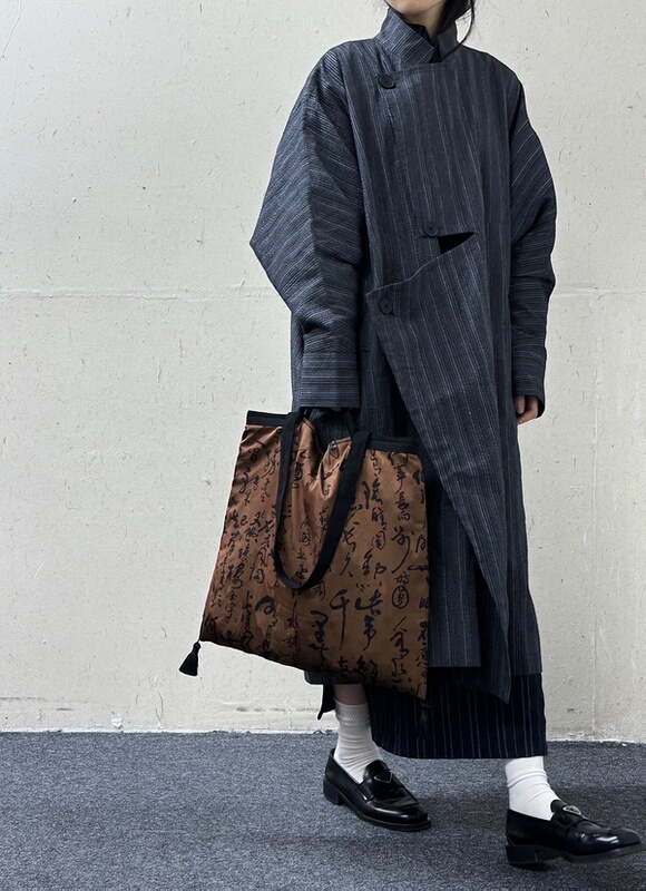 Sold Out! Minor Imperfections, No Refunds for Sf Express Shipments【Chenxiang】New Chinese-Style Calligraphy Large-Capacity Bag
