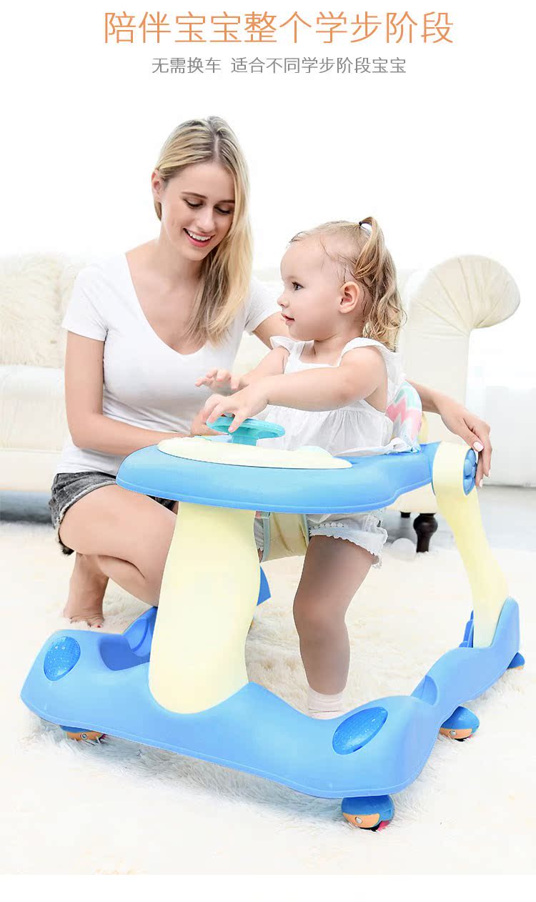 Baby Walker Đa chức năng Rollover Nam Baby 6 7-18 tháng Cô gái trẻ đẩy trẻ có thể gấp xe đẩy trẻ con