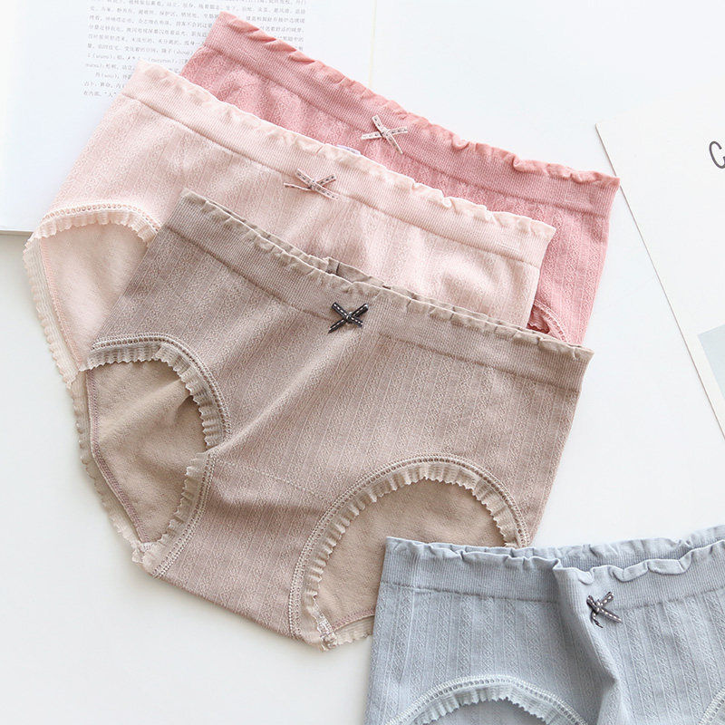 Daughter Lotus Leaf Japanese Seamless Autumn Winter Shorts Untraced High-Pop Triangle Middle Low Low Low Low Low Low Low Low Low Low Low Low-Low Modale Comfort Underwear