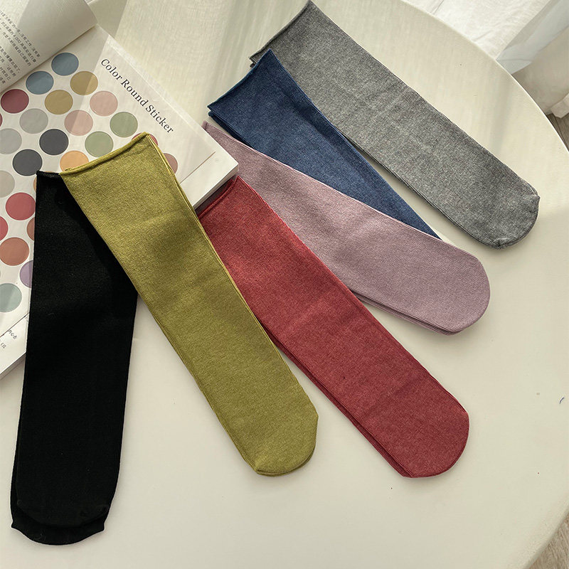 Meiyabi spontaneous heating heating pile female socks pure color day curling day curling in leisure stockings