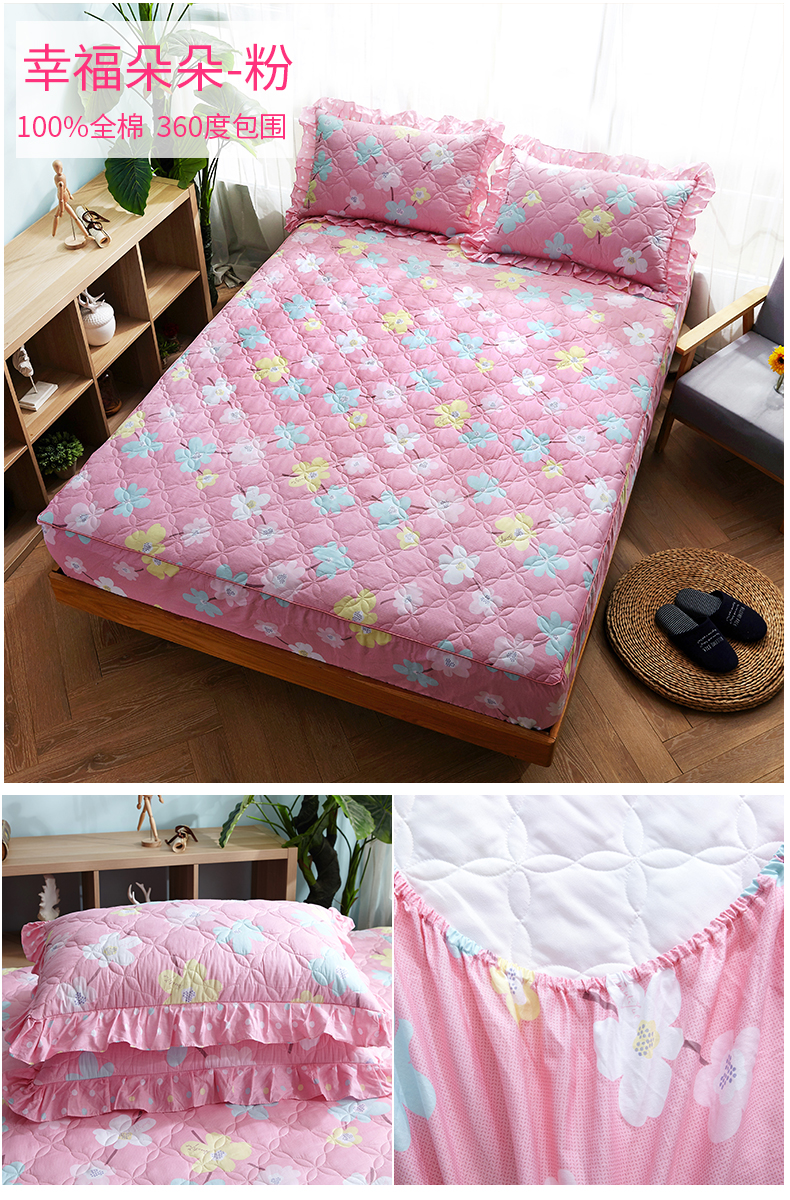 Giường cotton Khăn trải giường bằng vải bông một mảnh dày Simmons bảo vệ che bụi che phủ nệm 1.8m trải giường ga giường chun