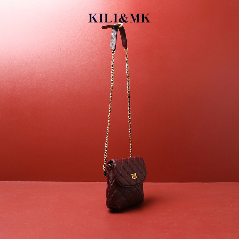 BOAT TAIL &CK STARRY SKY LIMITED FOREIGN DELICATE SMALL BAG WOMEN'S NEW FASHION SOFT LEATHER DIAMOND CHECK CHAIN CROSS-BODY BAG