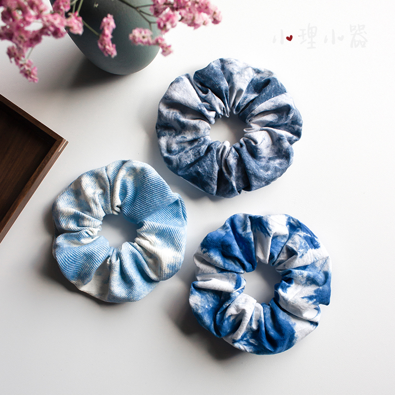 Tie-Dye Hair Ties | Pure Cotton Blue-Dyed Handmade Hair Flower Hair Rope Scrunchie Elegant Artistic Dali Bai Ethnic Tie-Dye Tie-Dye Hair Ties | Pure Cotton Blue-Dyed Handmade Hair Flower Hair Rope Scrunchie Elegant Artistic Dali Bai Ethnic Tie-Dye