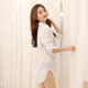 Perspective chiffon shirt women's long-sleeved mid-length top 2023 new bf sexy shirt loose large size pajamas skirt