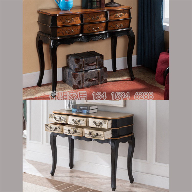 Manufacturer Direct sales Solid wood Xuanguan Table Foreign Trade European-style French style neoclassical furniture Painted Eurostyle Makeup side table desk