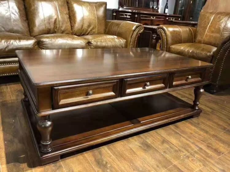 Pure solid wood TV cabinet Coffee table side A few North American tulip pure wood coffee table group TV cabinet floor cabinet corner a few