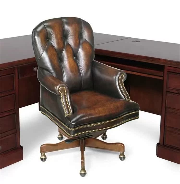 American leather book chair home boss chair executive chair business meeting chair stool swivel chair solid wood office chair