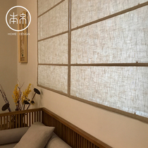 Japanese-style linen Roman curtain lifting curtain tea room cotton and linen roller blind light-proof and impenetrable custom-made homestay folding curtain log