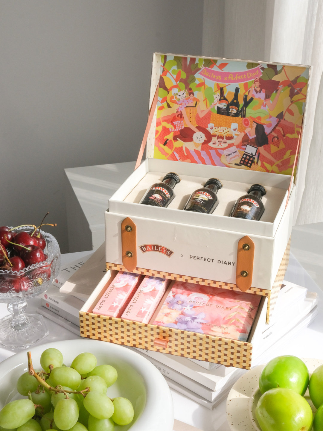 Perfect Diary Thyme Wine Joint Limited Gift Box Set Group Small Wine Tube Lip Glazed Gift Box Picnic Basket 520 Gifts