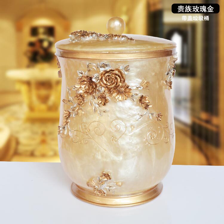 Creative Eu Style Toilet Large Trash Cans Paper Basket Round Home Living Room Kitchen Without Cover Bin-Taobao