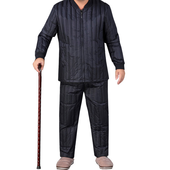 Middle-aged and elderly down pants male dad grandpa high waist deep file large size loose home down cotton pants elderly warm pants