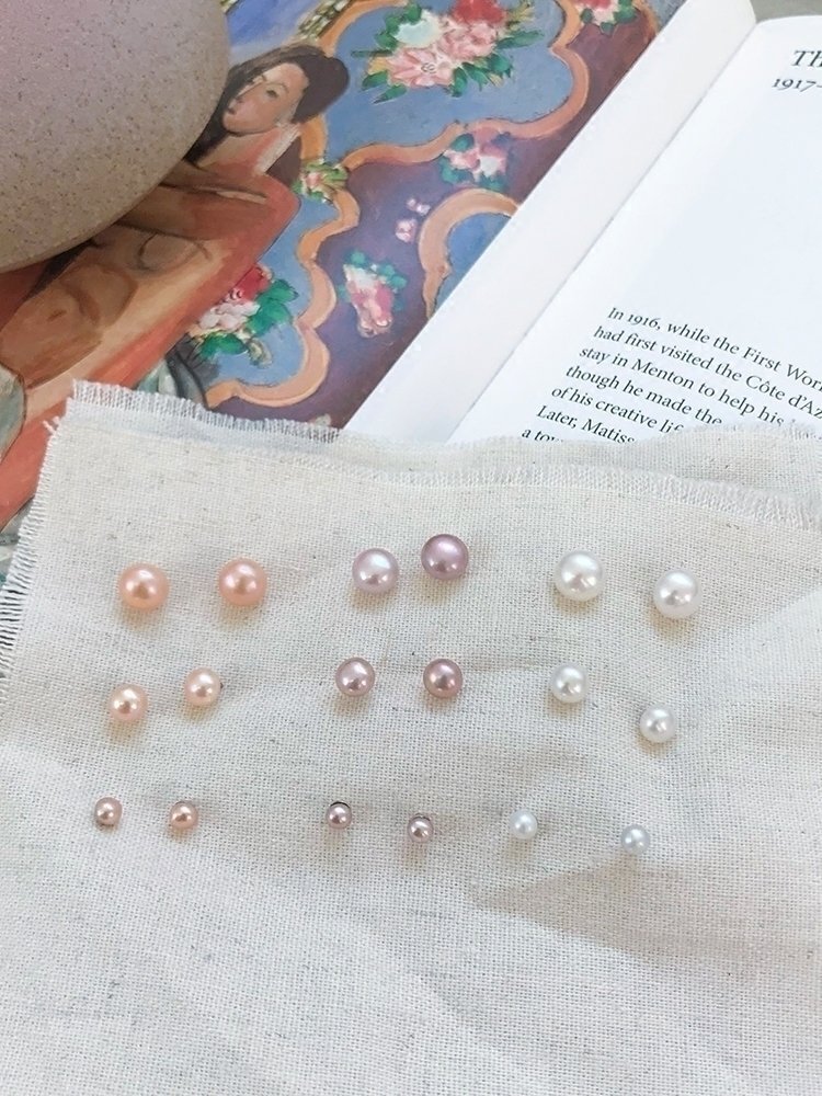 For the night natural pearl ear piercing earrings female silver 925 sterling silver simple all-match sleeping without picking earrings Q