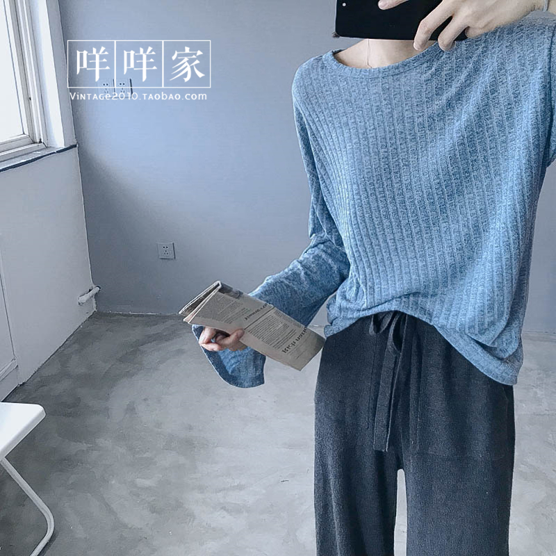 Retro chic hoa đường ống kèn tay áo mở lỏng mỏng giản dị tay áo dài chạm đáy áo dệt kim áo gile hàn