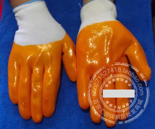  Labor Protection Gloves Nylon PVC gloves PVC gluing gloves pvc Full-hanging gloves Full-dip bull gluten gloves