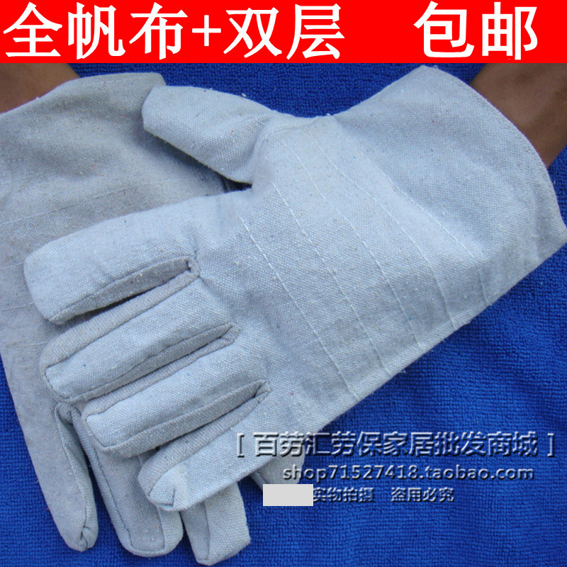  Double Layer Full Canvas Gloves Labor Protection Gloves Protection Gloves Electro-Welded Gloves Abrasion Resistant Worker Gloves