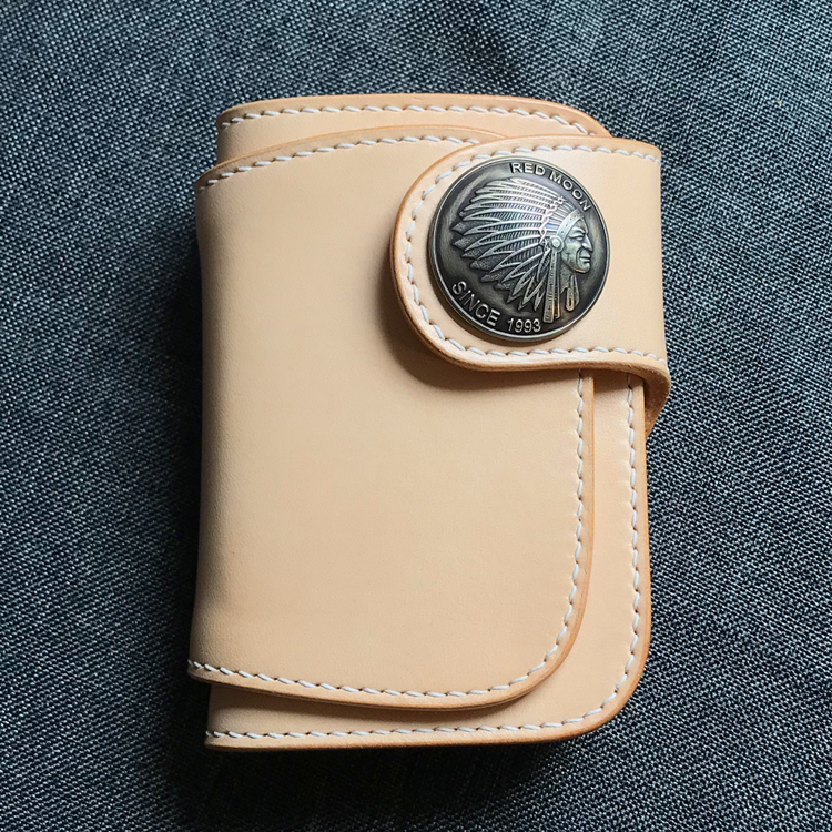 Original Cowhide Manufacturing Redmoon Red Moon Rm38 Double-Layer Short Vintage Wallet Leather Vegetable-Tanned Leather Original Cowhide Manufacturing Redmoon Red Moon Rm38 Double-Layer Short Vintage Wallet Leather Vegetable-Tanned Leather