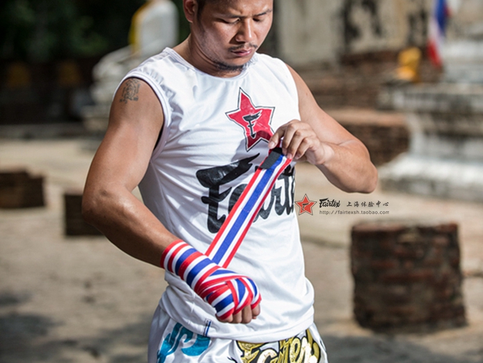 fairtex red and white boxing muay thai boxing hand straps hand straps Sanda sports bandages