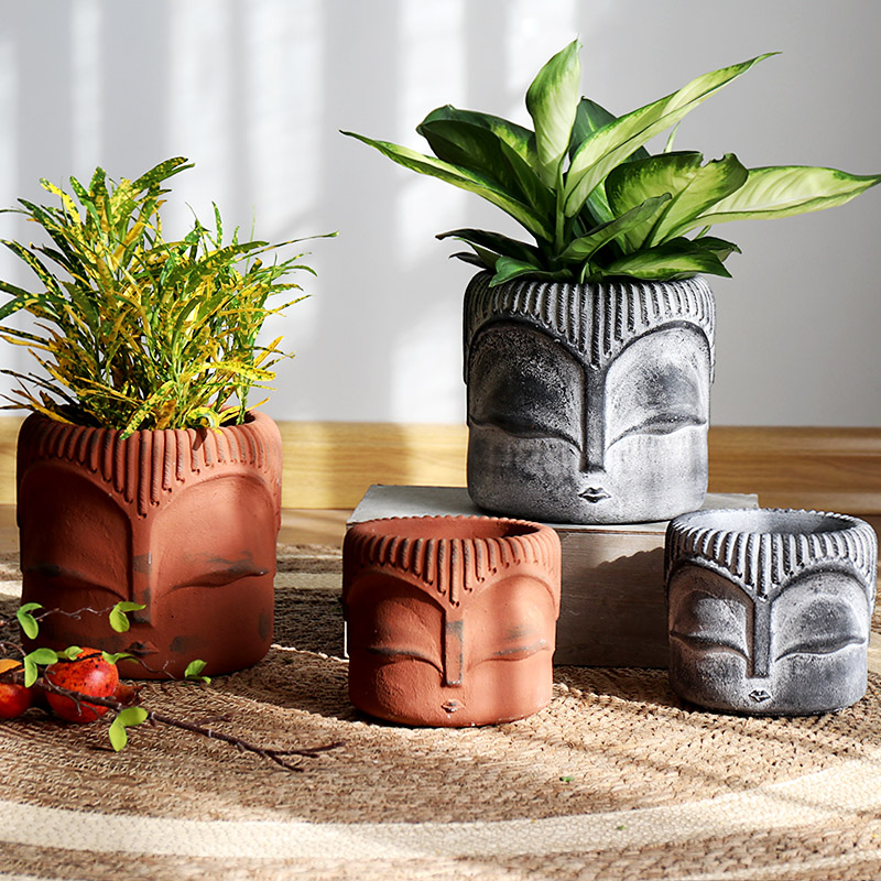Creative Cute Buddha Cement Flower Pot Garden Gardening Planting Green Plant Flower Pendulum with Decorative Home Balcony Potted Plant