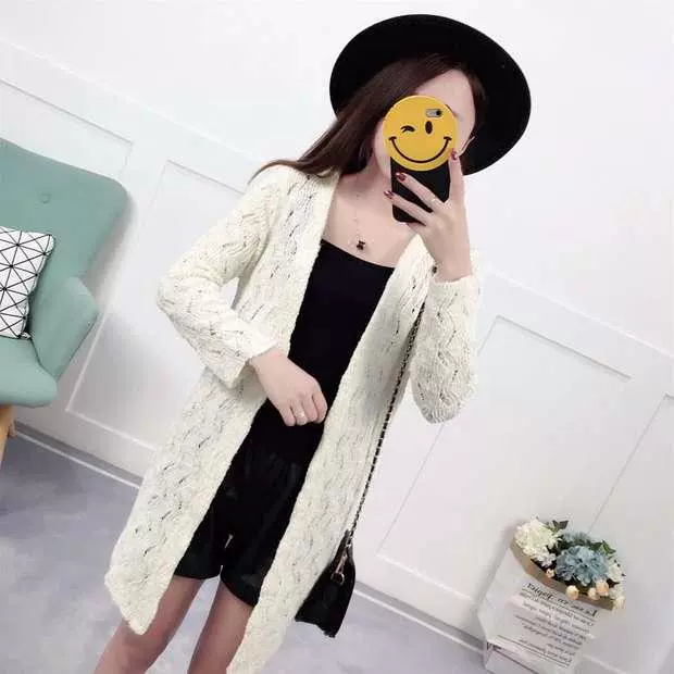 2018 áo len mỏng mùa hè áo choàng mới rỗng áo len nhỏ áo khoác điều hòa không khí áo chống nắng quần áo dài của phụ nữ