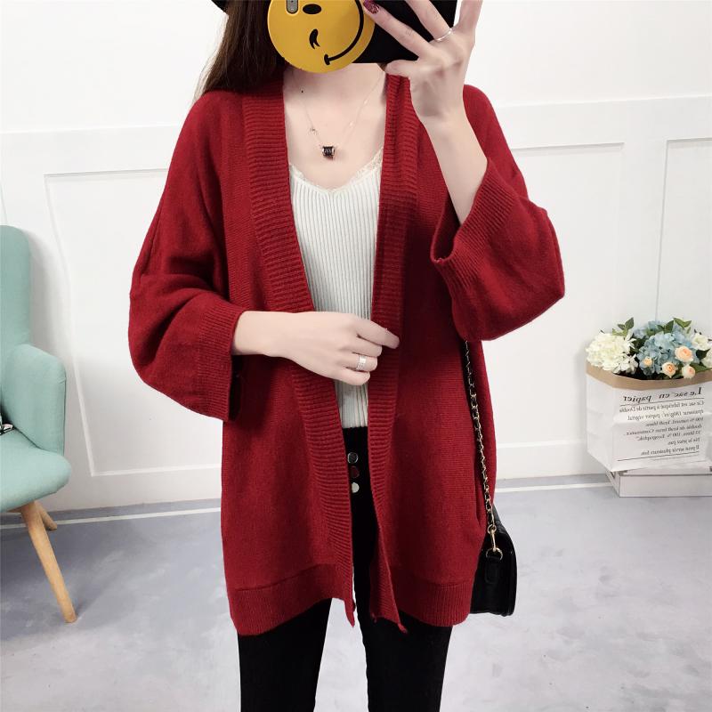 Mùa xuân và mùa thu của phụ nữ áo len cardigan mùa thu Hàn Quốc phiên bản của đáy áo loose bên ngoài áo khoác trong áo len dài coat dày áo cổ lọ