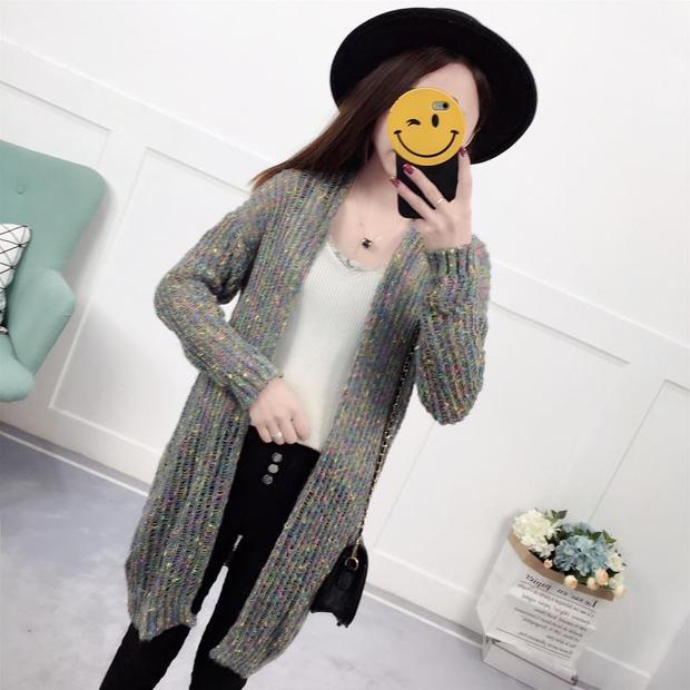 Áo len cardigan Áo khoác len nữ 2018 Thu mới Phiên bản Hàn Quốc mới của áo sơ mi tay dài nửa kín tay mùa xuân và khăn choàng mùa thu áo cardigan nữ dáng dài