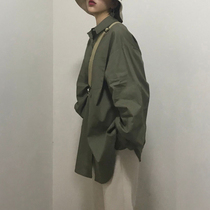 Sakurada Kawajima oversized Korean version Joker chic early autumn army green loose bf wind shirt thin coat women