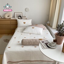 ins Nordic cute bear cotton quilted summer quilted simple Japanese bed cover three-piece cotton padded baby pad
