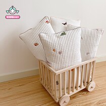 ins simple solid color children quilted pillowcase 30 × 50 cotton cute embroidered pillowcase single pillow 48*74
