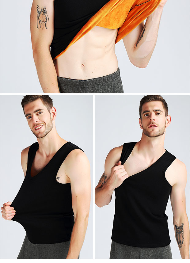Áo vest nam 2018 ấm áp cộng với nhung dày cotton mỏng chạm đáy vest nam vest bó sát không tay áo ba lỗ trắng
