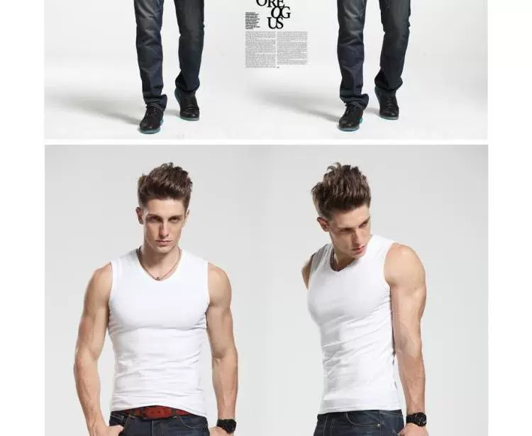 Áo vest nam cổ chữ V rộng cổ Hàn Quốc cotton nam không tay vest gà cổ áo cotton thể thao đáy mùa hè áo lông cừu
