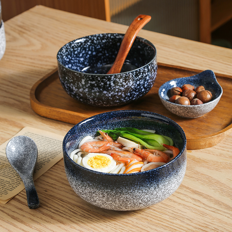 Japanese-Style Ceramic Instant Noodle Bowl, Large Snail Noodle Bowl, Ramen Bowl, Soup Bowl, Retro Commercial Soup Bowl, Large Household Bowl