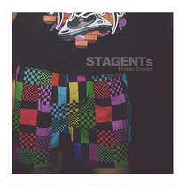 Stagents Couple Retro Mosaic Color Matching Print Trend Pixel Underpants Home Shorts Aro Pants