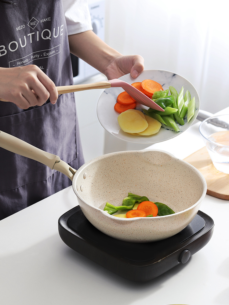 Medical stone pan not stained with pan small number of frying pan domestic induction cookers special frying vegetable flat bottom gas stove suitable for small size