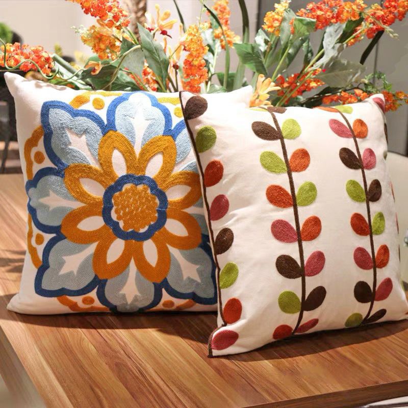 アメリカンスタイルの純綿枕生地ソファクッションリビングルームモデルルーム枕カバー出窓ベッドサイド枕カバー取り外し可能で洗える