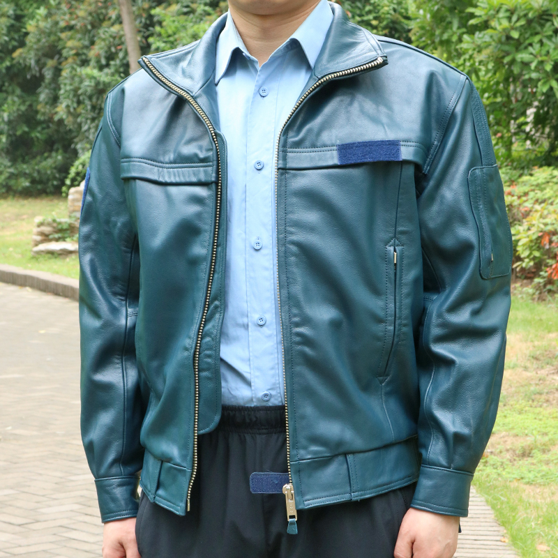 Authentic 02 Spring and Autumn Flight Suit Leather Jacket Goat Leather Genuine Leather Pants Cycling Top Jihua Coat Authentic