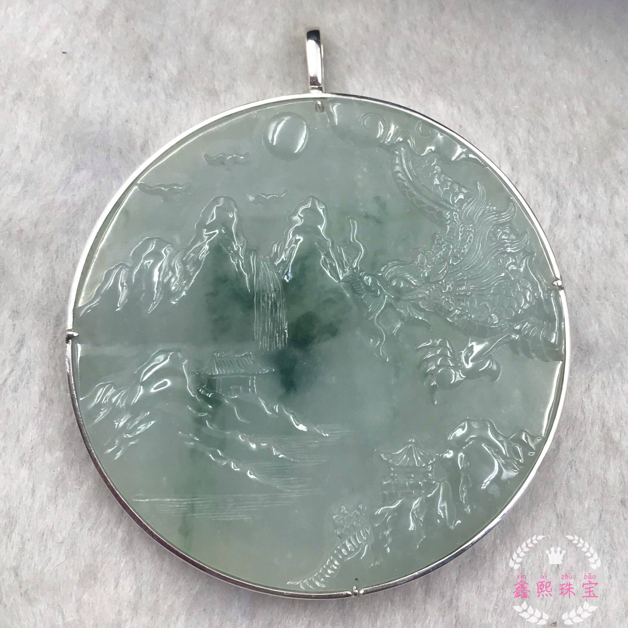 Private jewelry customization 999 silver packed edge pendant all kinds of emerald irregular gems can be set