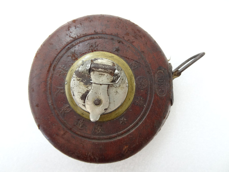Antique Collection Cultural Revolution Old Leather Tape 10 m Measuring Tool Leather Goods